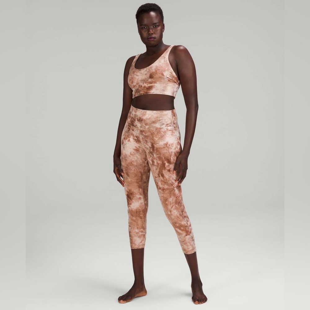 NWT Lululemon Align Crop 23 Shine Diamond Dye Misty Shell Cacao Dot Foil Size 10
